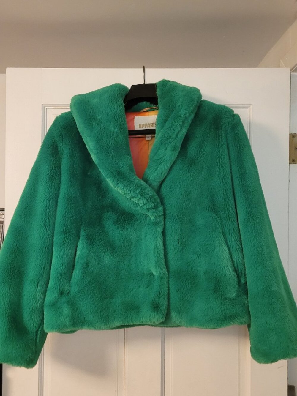 Apparis Kelly Green Faux Fur Jacket Coat